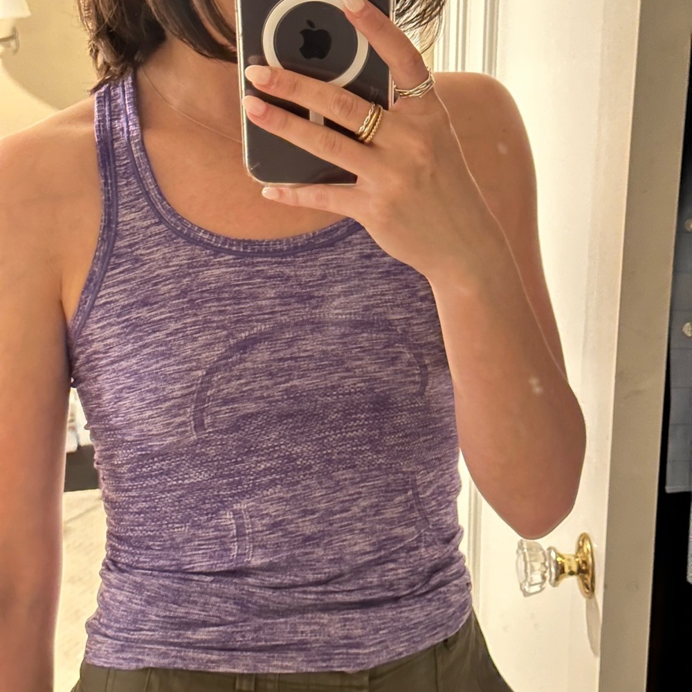 Lululemon athletic “run swiftly” purple racerback tank top